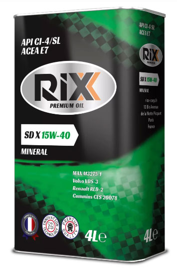 RIXX SD X SAE 15W-40 API CI-4/SL ACEA E7